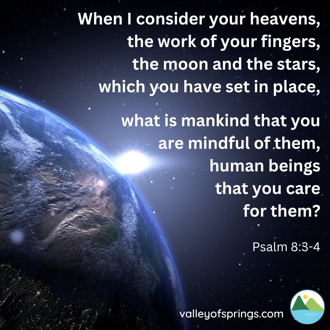 The earth from space, with text from Psalm 8:3-4